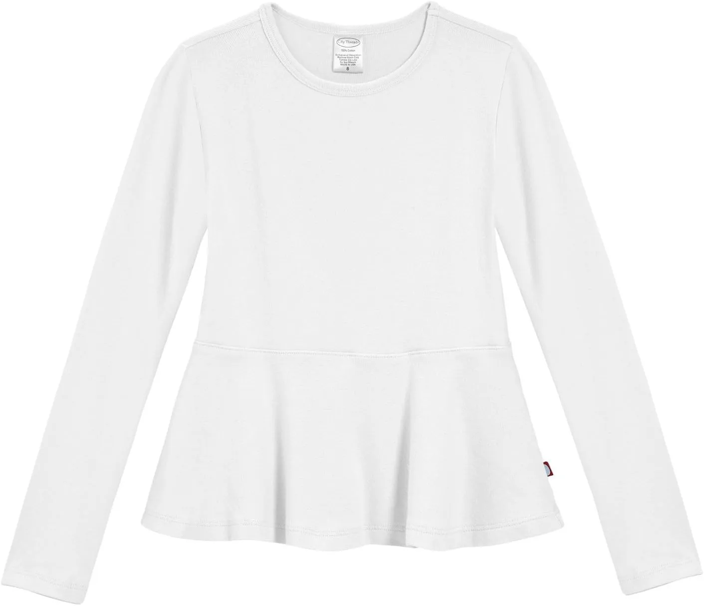 City Threads Girls Cotton Long Sleeve Peplum Top Blouse Shirt for School or Play