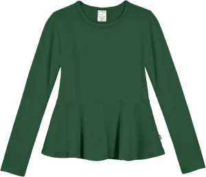 City Threads Girls Cotton Long Sleeve Peplum Top Blouse Shirt for School or Play