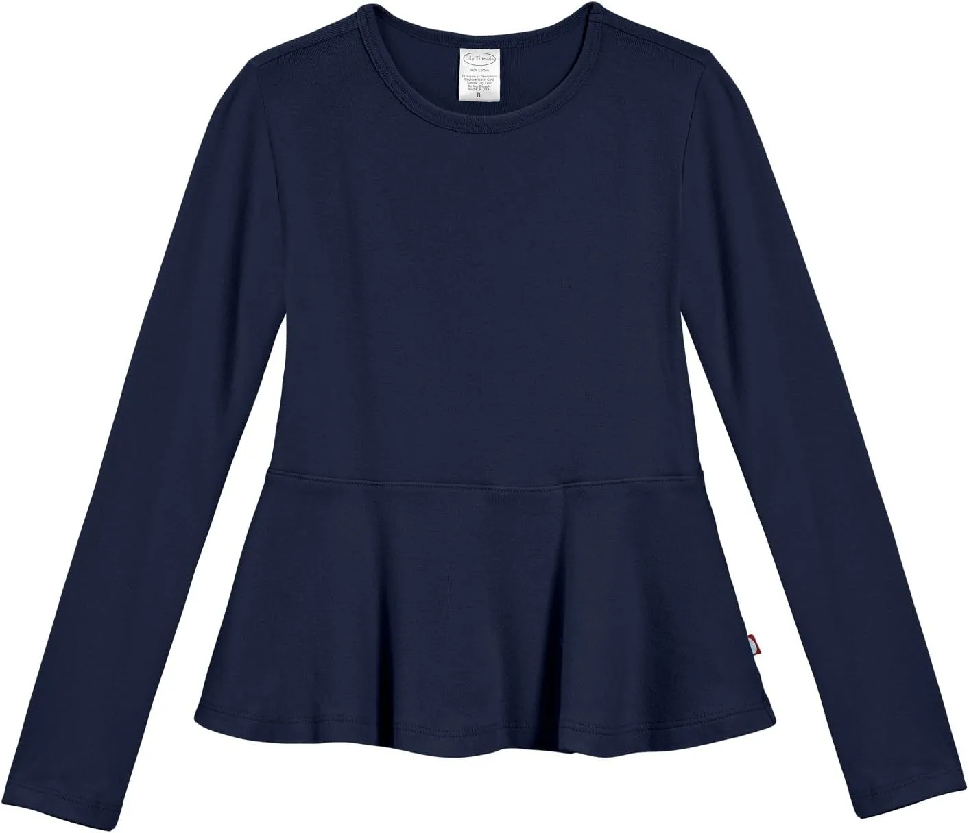 City Threads Girls Cotton Long Sleeve Peplum Top Blouse Shirt for School or Play