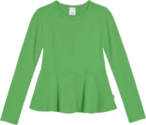 City Threads Girls Cotton Long Sleeve Peplum Top Blouse Shirt for School or Play