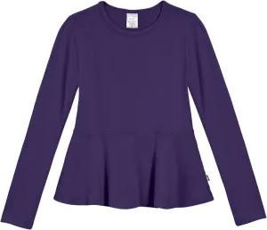 City Threads Girls Cotton Long Sleeve Peplum Top Blouse Shirt for School or Play