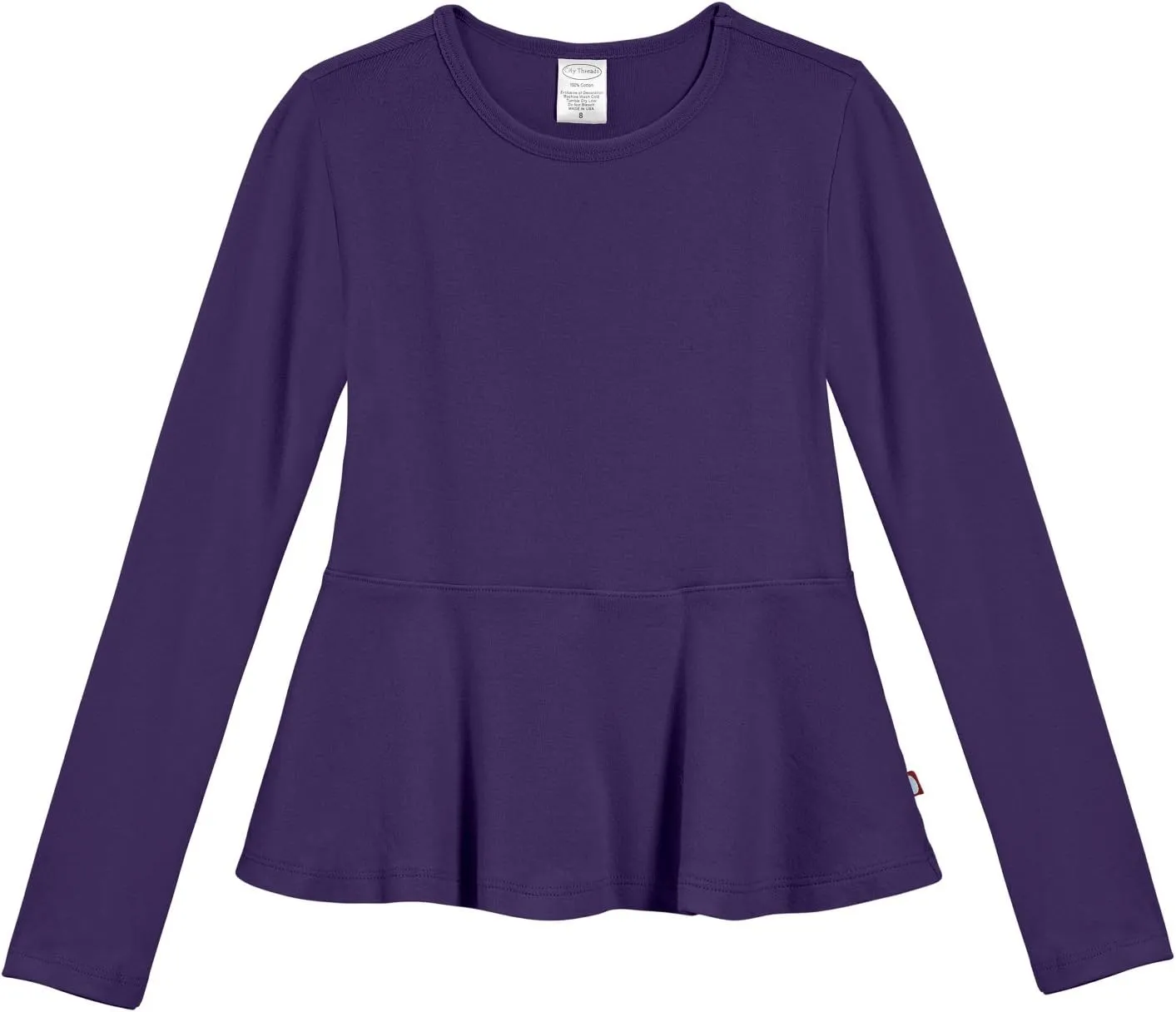 City Threads Girls Cotton Long Sleeve Peplum Top Blouse Shirt for School or Play