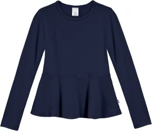 City Threads Girls Cotton Long Sleeve Peplum Top Blouse Shirt for School or Play