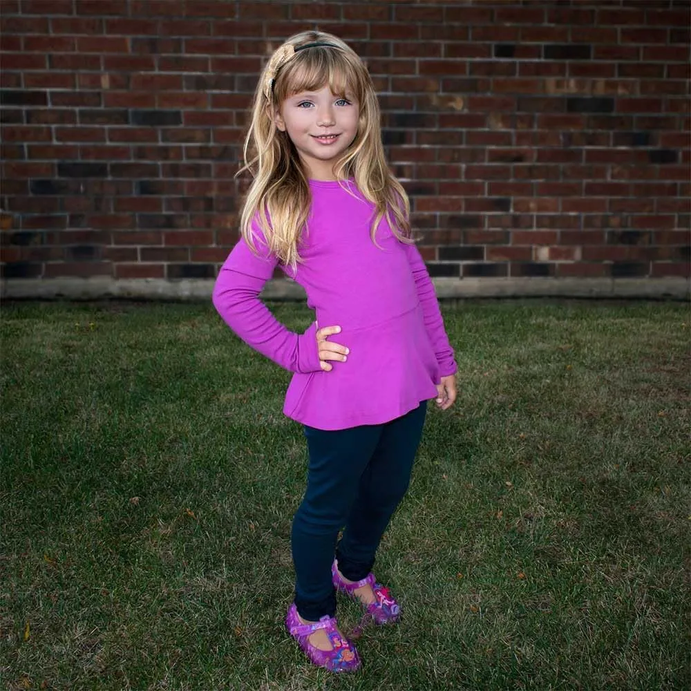 City Threads Girls Cotton Long Sleeve Peplum Top Blouse Shirt for School or Play