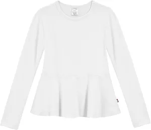 City Threads Girls Cotton Long Sleeve Peplum Top Blouse Shirt for School or Play