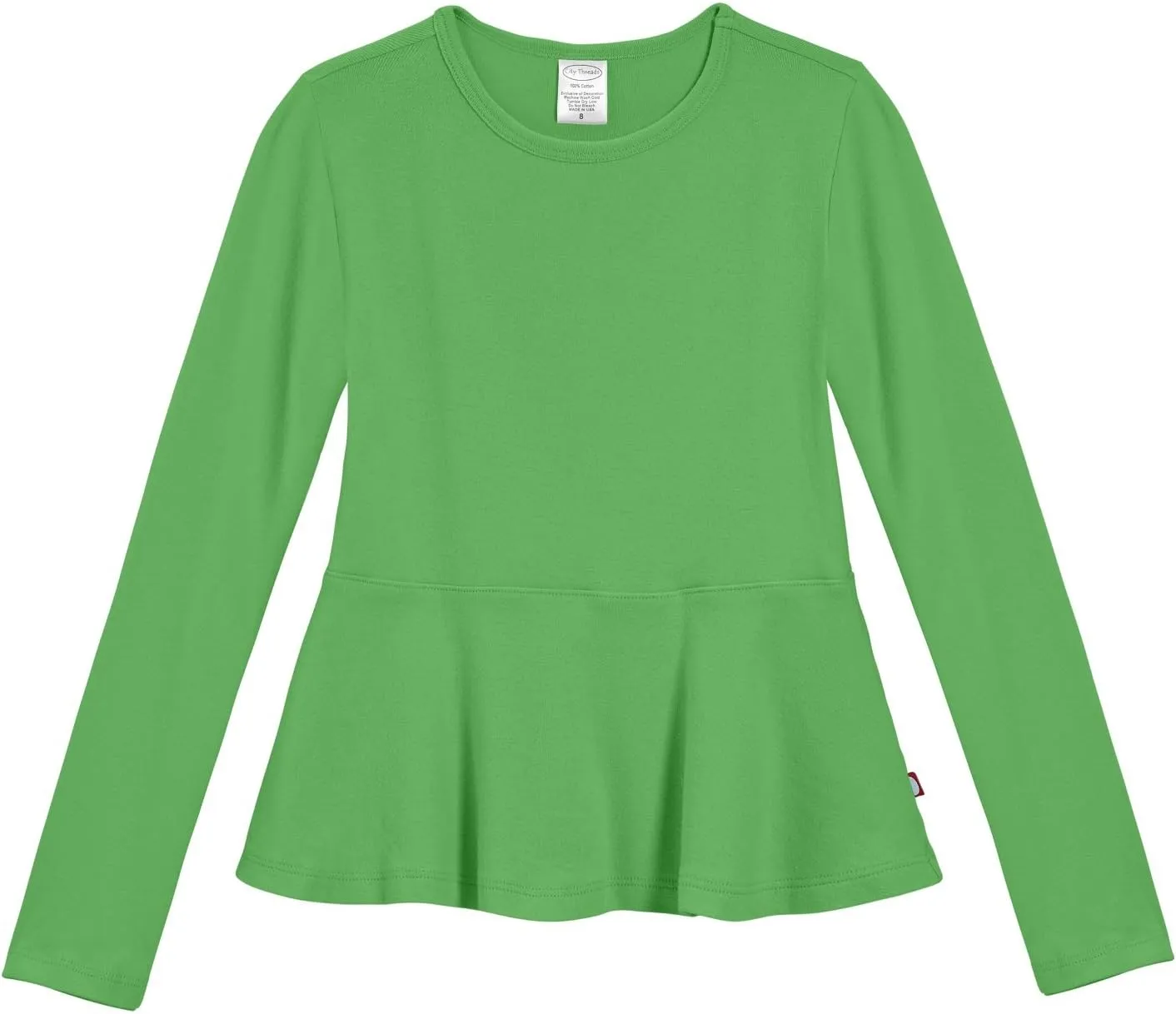 City Threads Girls Cotton Long Sleeve Peplum Top Blouse Shirt for School or Play