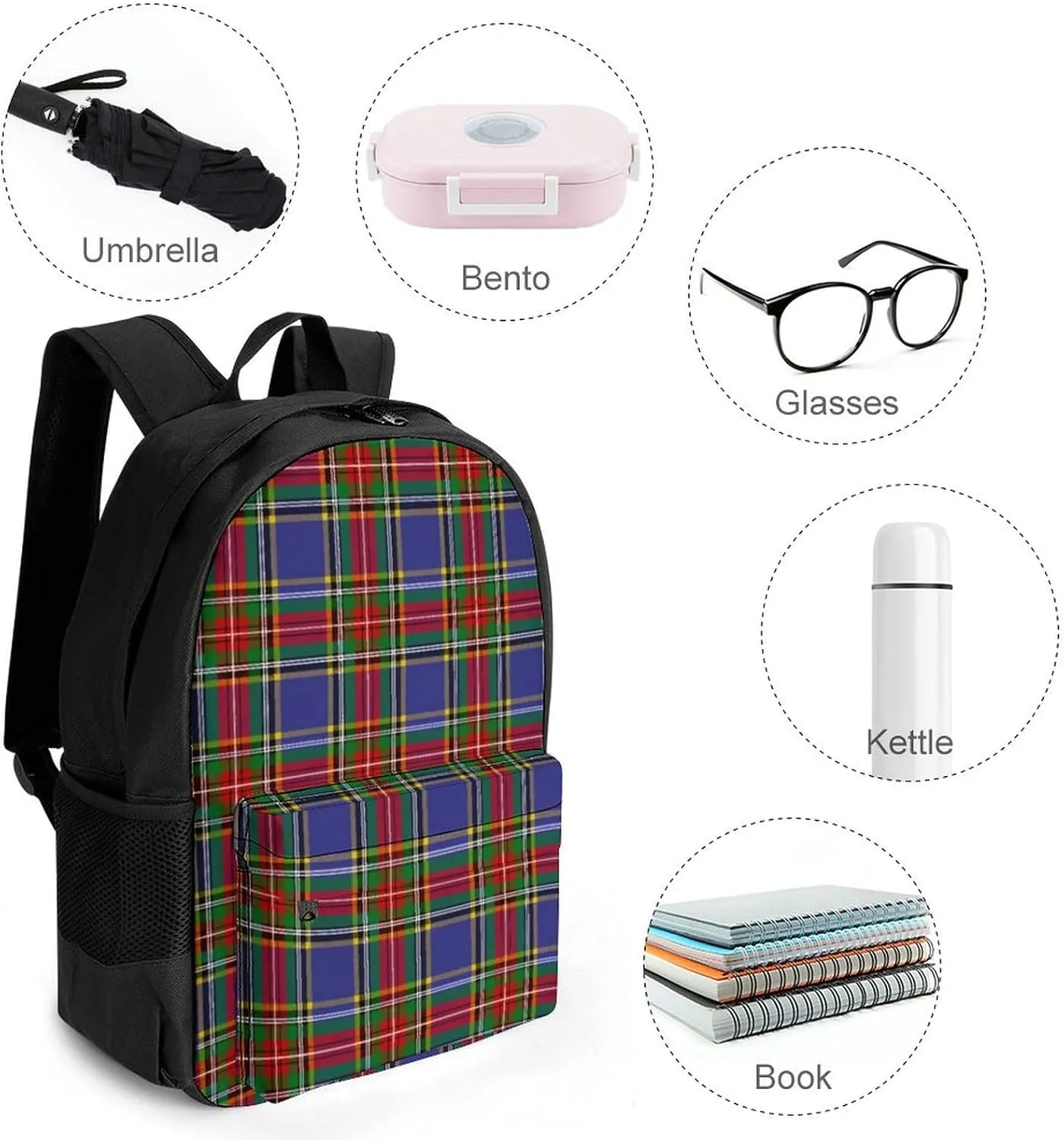 Clan MacBeth Tartan Large Capacity Fully Printed Backpack with Pockets Unisex