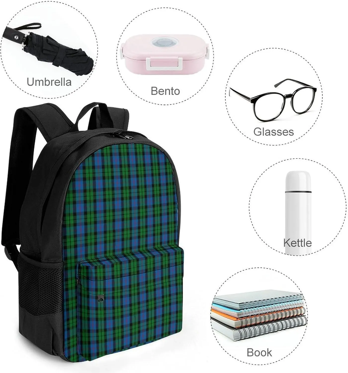 Clan Morrison Tartan Large Capacity Fully Printed Backpack with Pockets Unisex