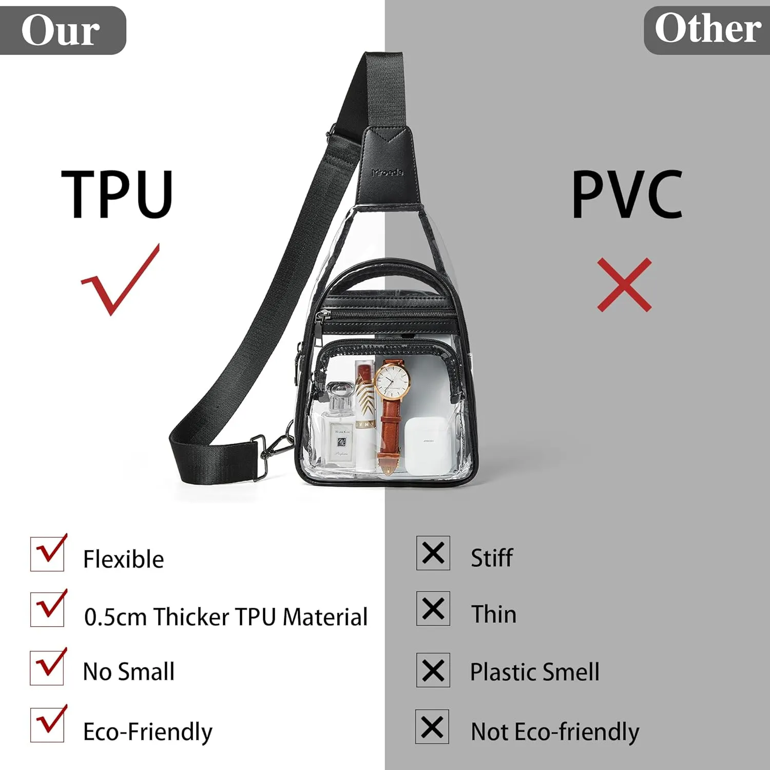 Clear Bag for Stadium Events Approved Clear Purses for Women Crossbody Transparent Bag Stadium Bags for Concert Sport