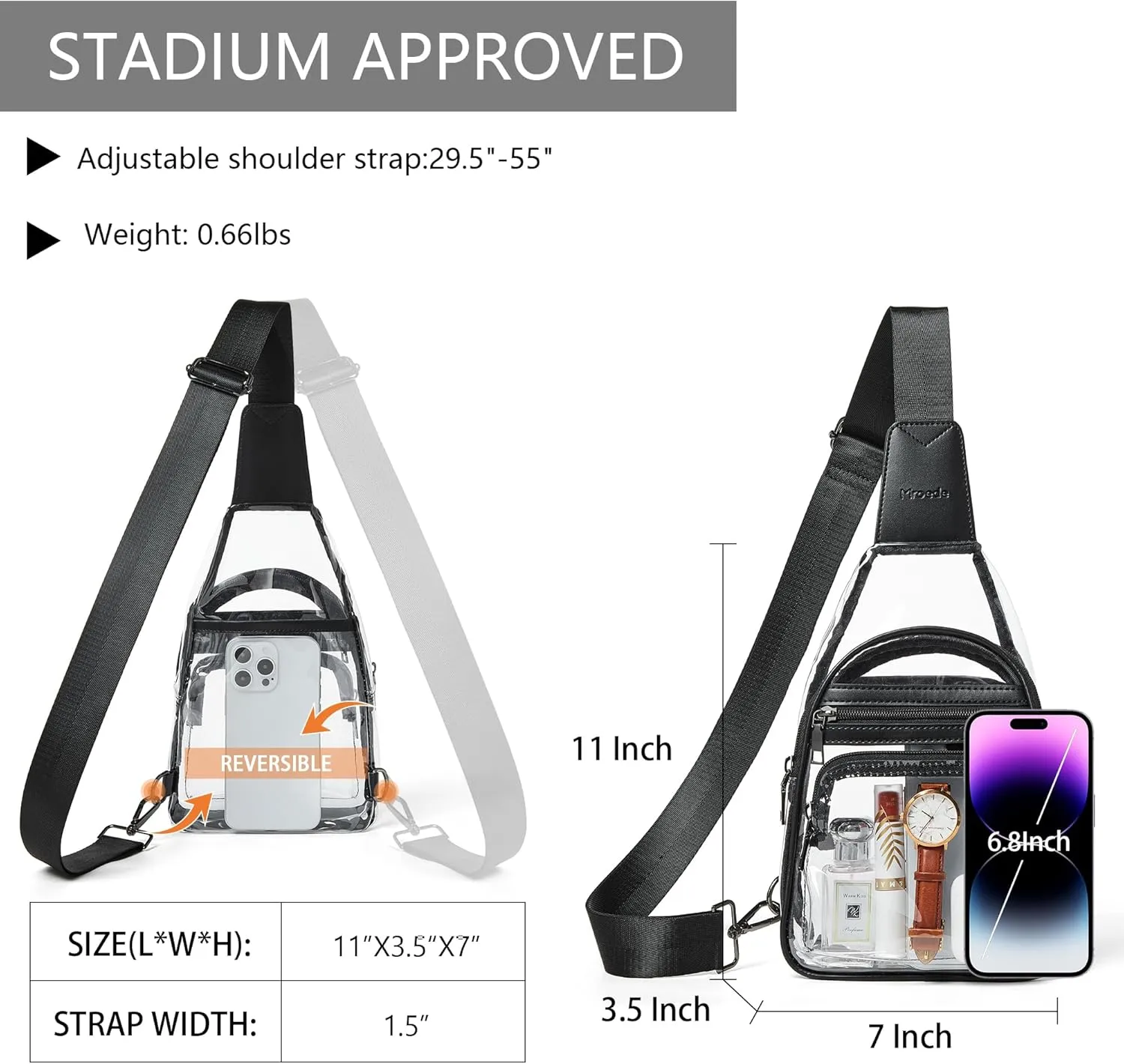 Clear Bag for Stadium Events Approved Clear Purses for Women Crossbody Transparent Bag Stadium Bags for Concert Sport