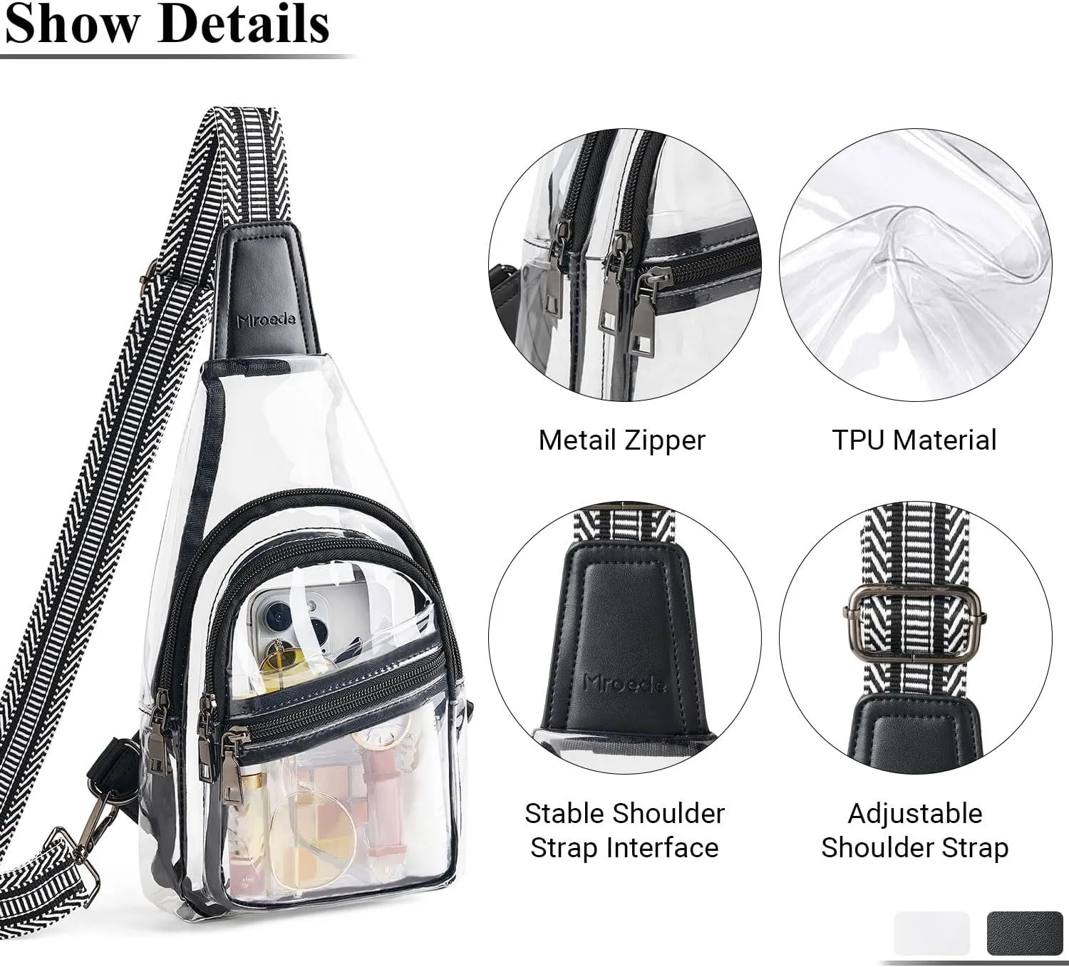 Clear Bag for Stadium Events Approved Clear Purses for Women Crossbody Transparent Bag Stadium Bags for Concert Sport