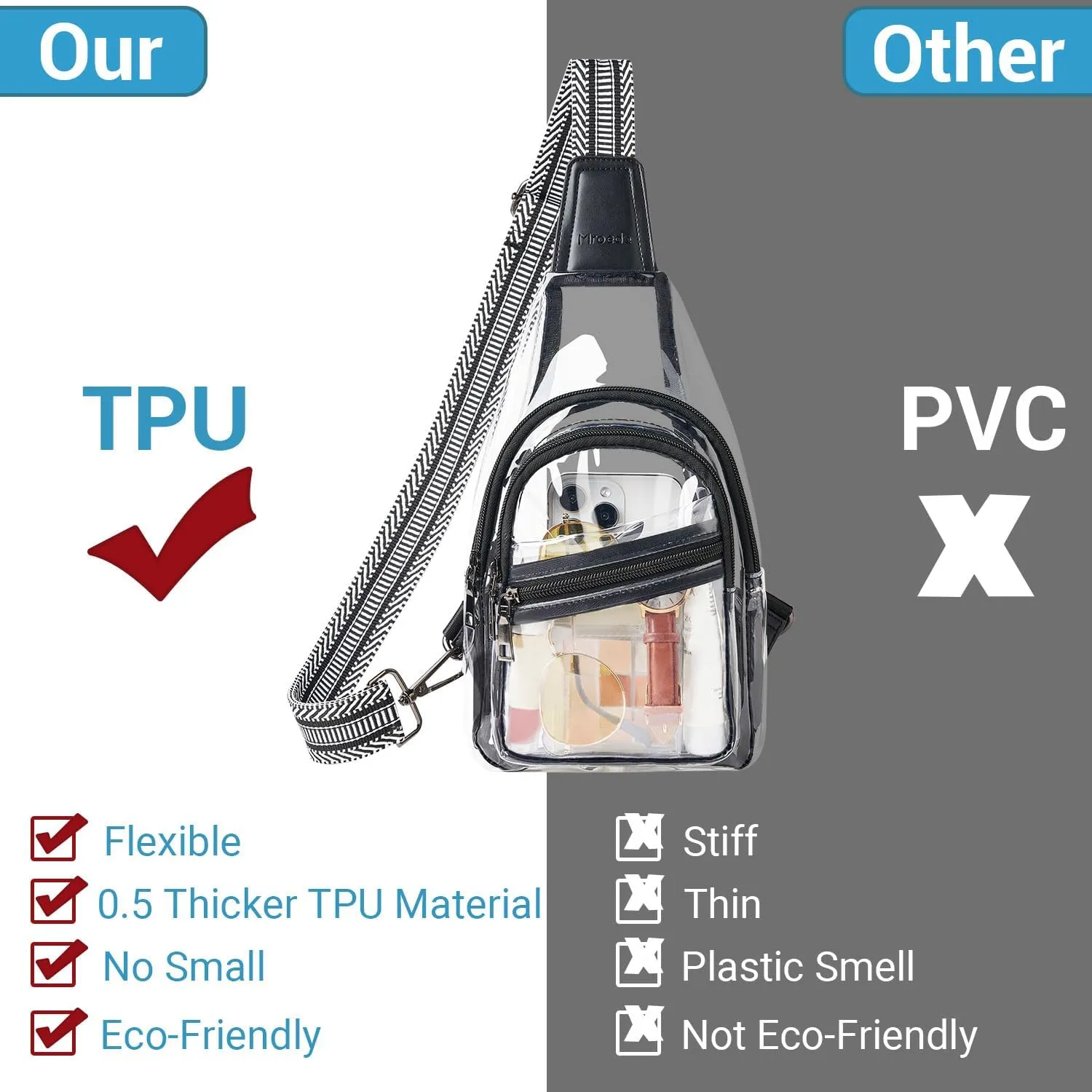 Clear Bag for Stadium Events Approved Clear Purses for Women Crossbody Transparent Bag Stadium Bags for Concert Sport