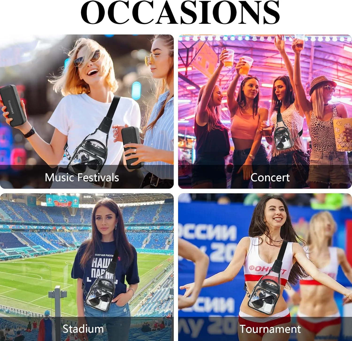 Clear Bag for Stadium Events Approved Clear Purses for Women Crossbody Transparent Bag Stadium Bags for Concert Sport