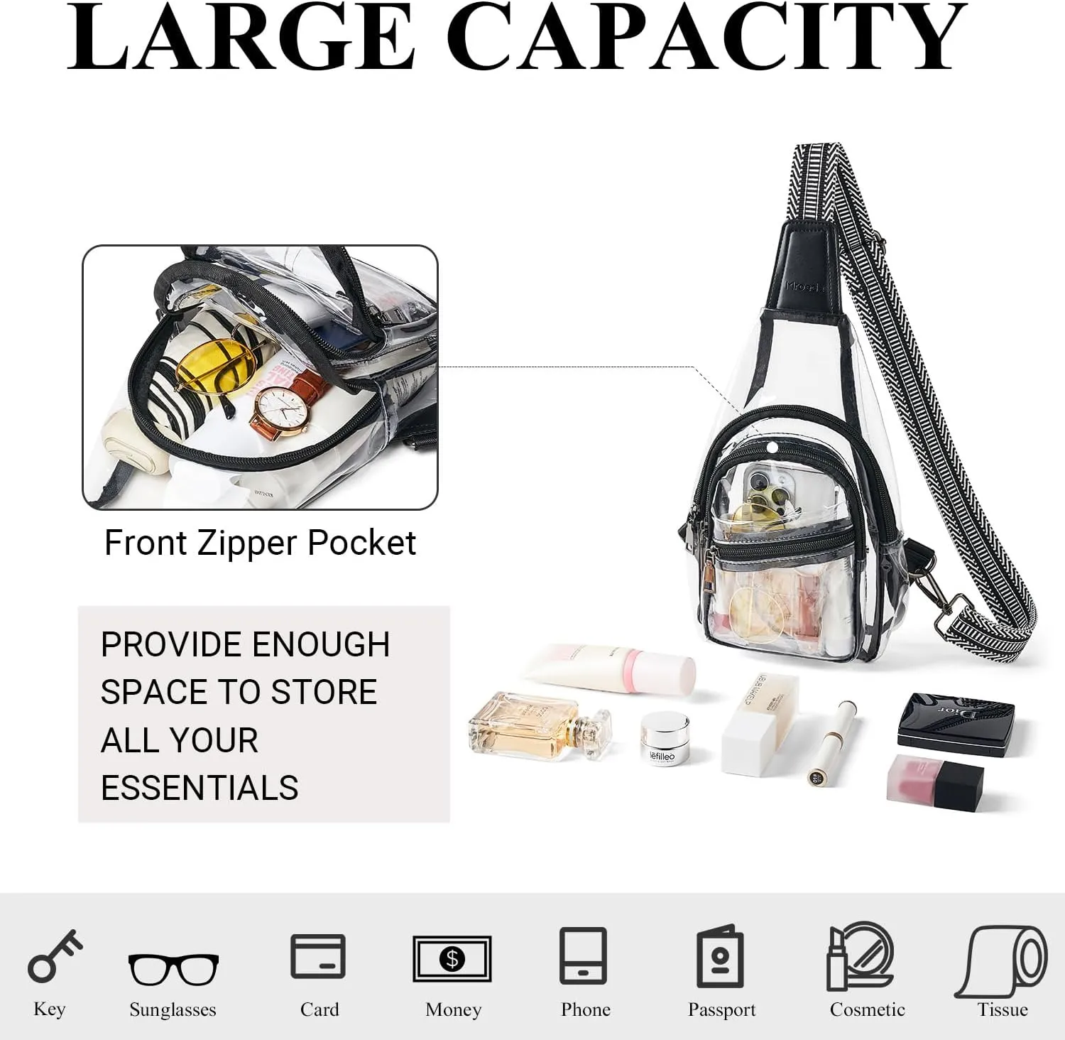 Clear Bag for Stadium Events Approved Clear Purses for Women Crossbody Transparent Bag Stadium Bags for Concert Sport
