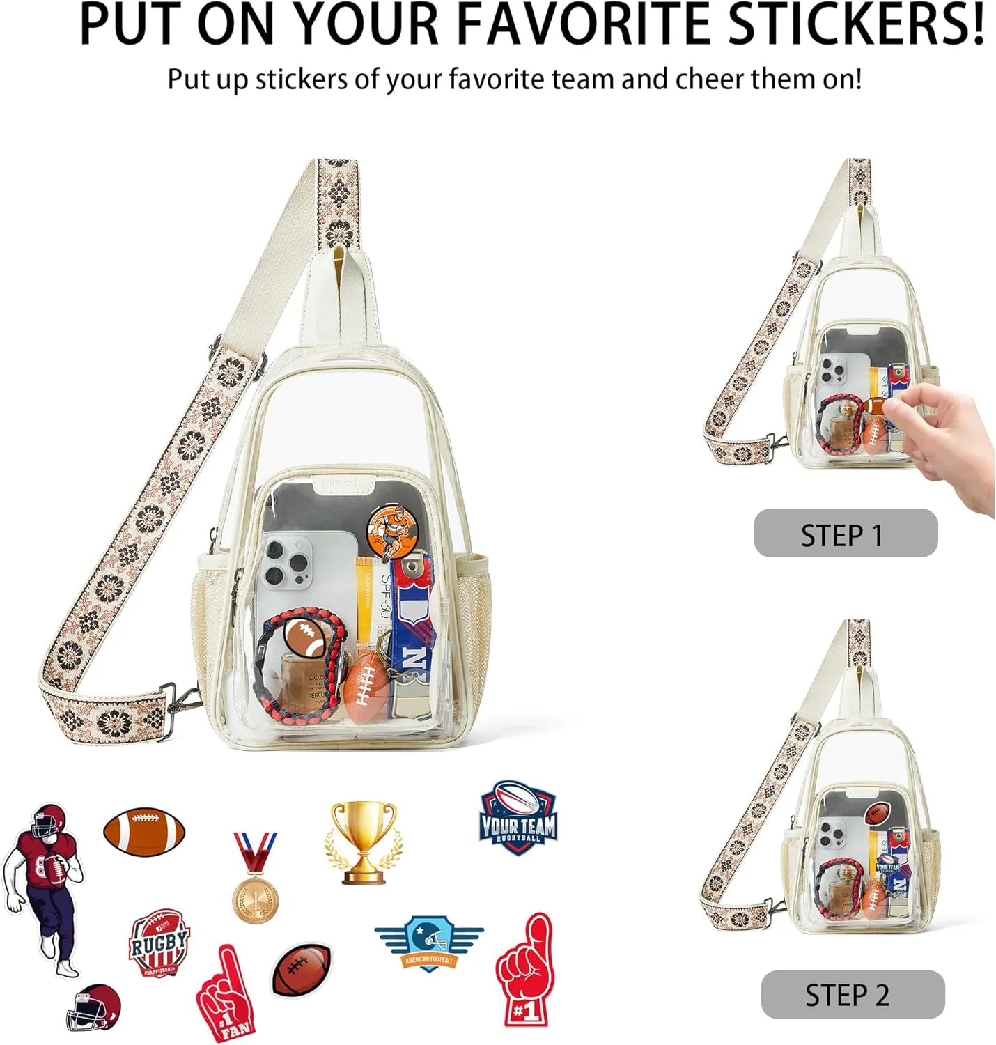 Clear Bag for Stadium Events Approved Clear Purses for Women Crossbody Transparent Bag Stadium Bags for Concert Sport