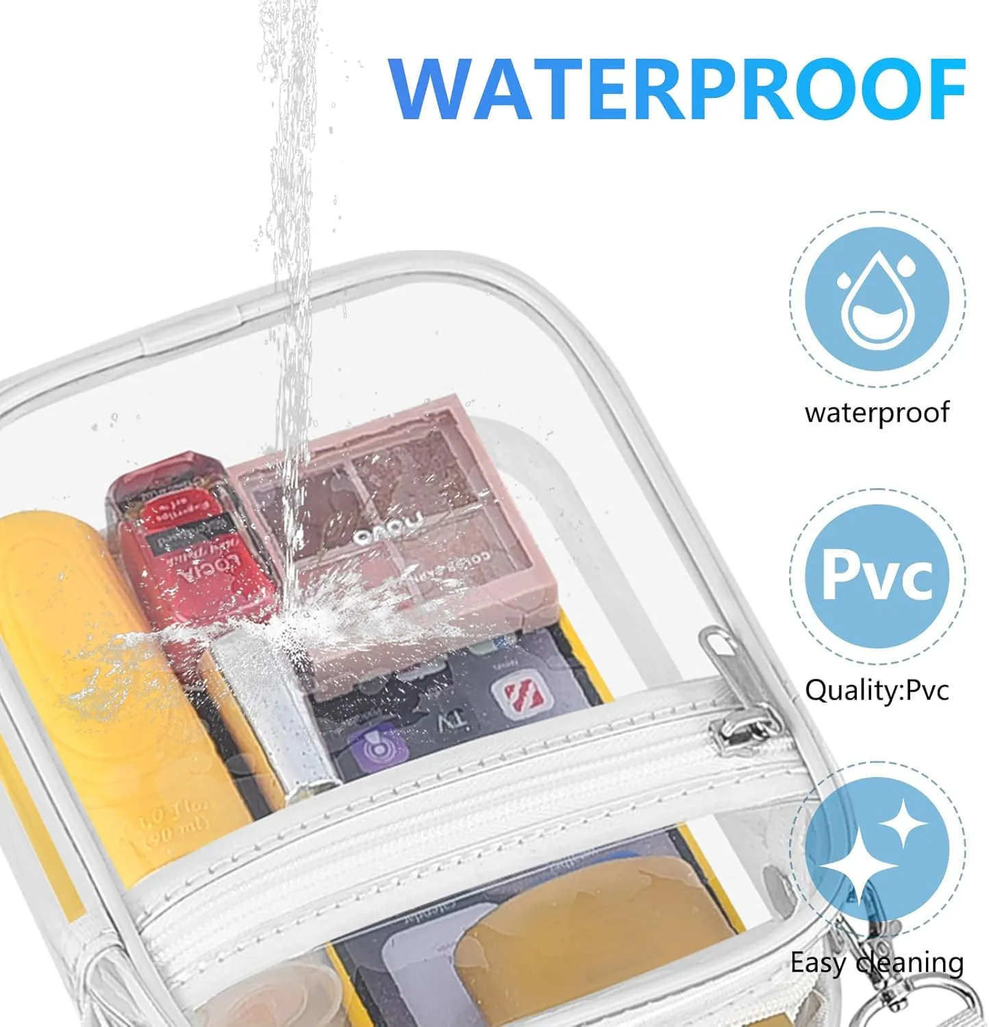 Clear Bag for Stadium Events Men&Women Clear Crossbody Bag Stadium Approved Clear Purse Bag Waterproof Clear Bag