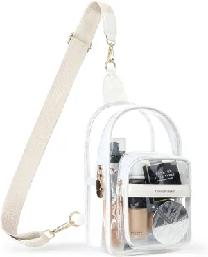 Clear Bags for Women, Crossbody Stadium Approved Bag with Adjustable Strap (White)