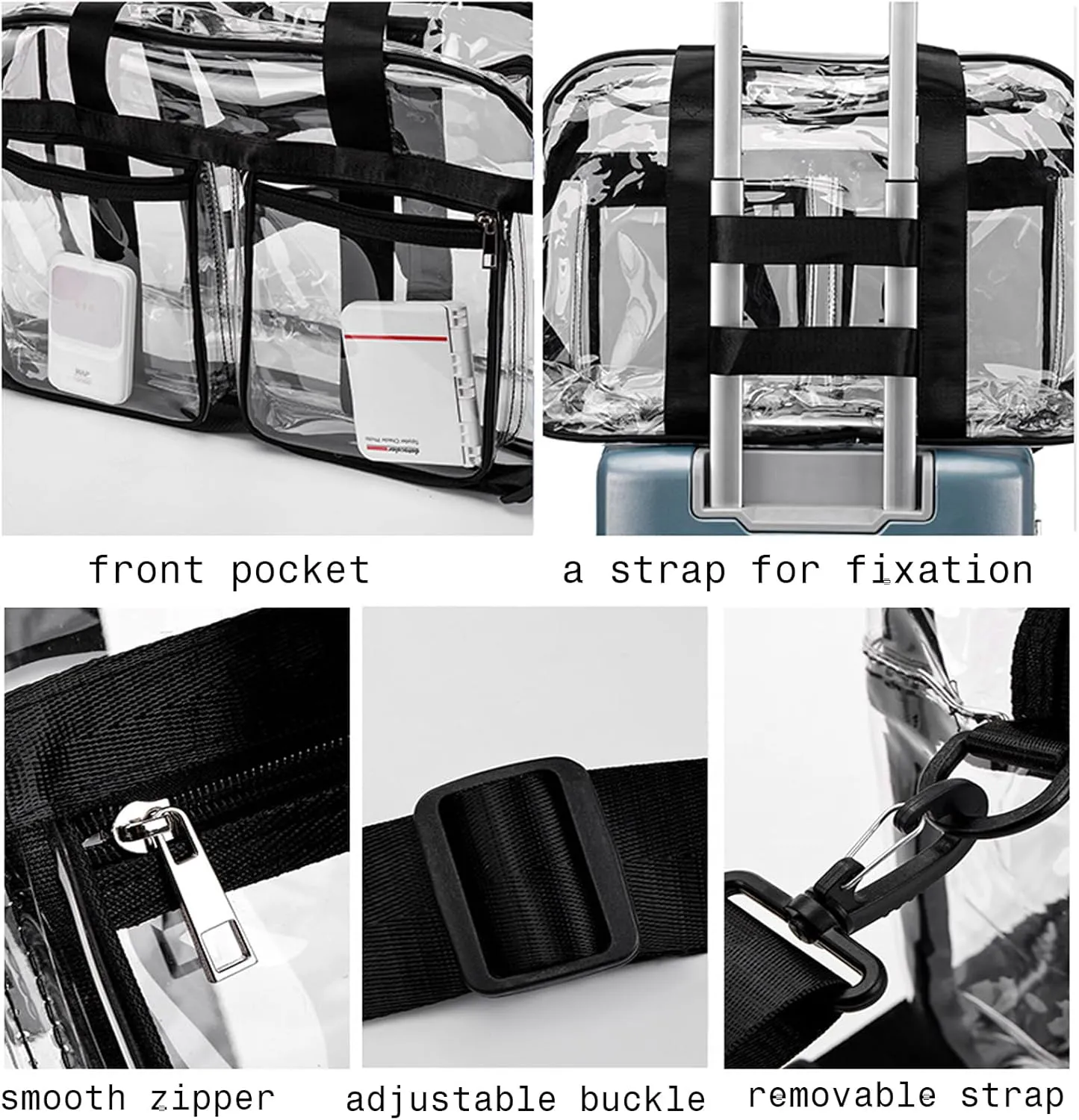 Clear Gym Bag for Women/Men, Large Clear Duffle Bag for Stadium Events, Swim Weekender Overnight Travel Bag (purple)