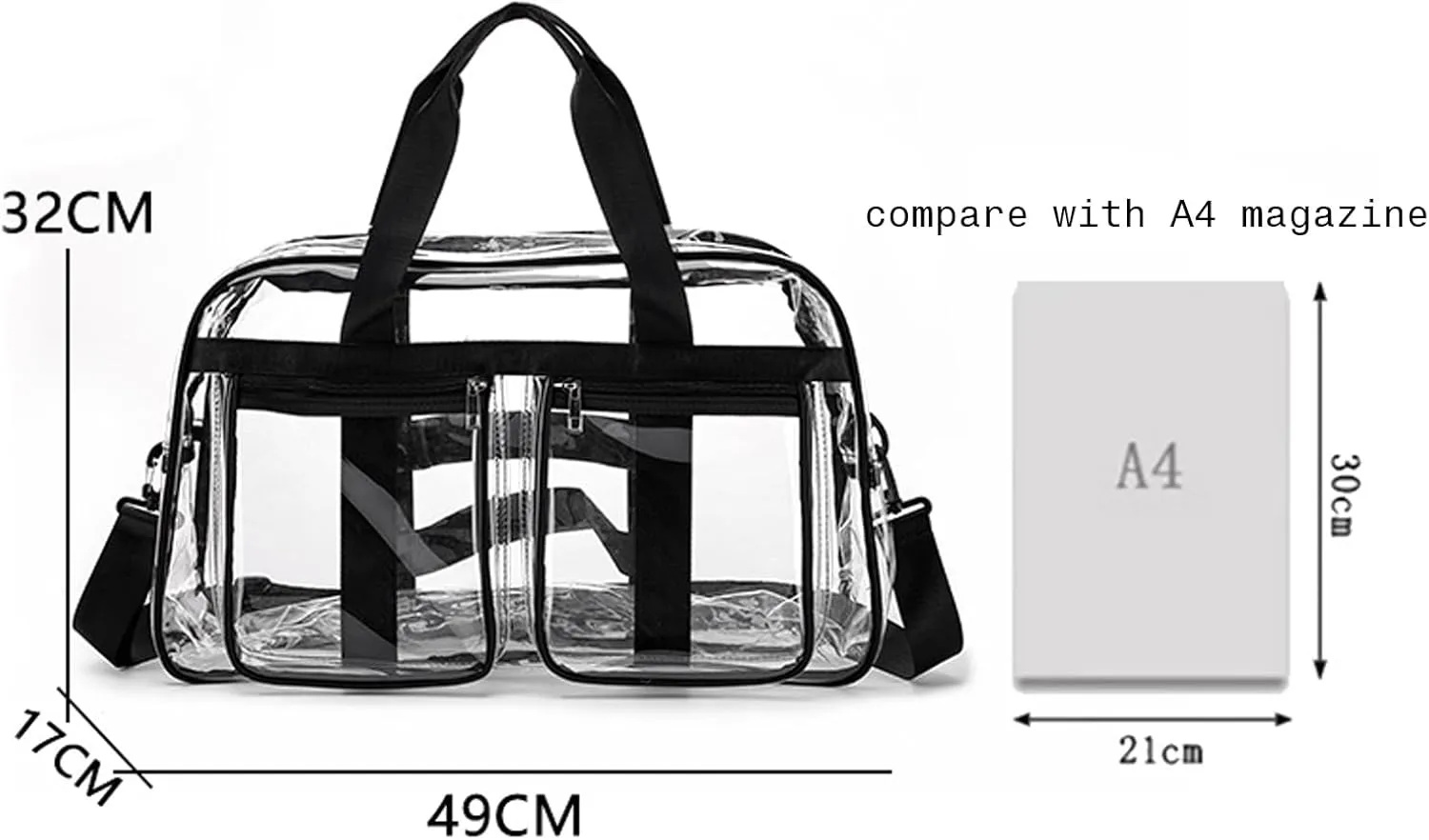 Clear Gym Bag for Women/Men, Large Clear Duffle Bag for Stadium Events, Swim Weekender Overnight Travel Bag (purple)