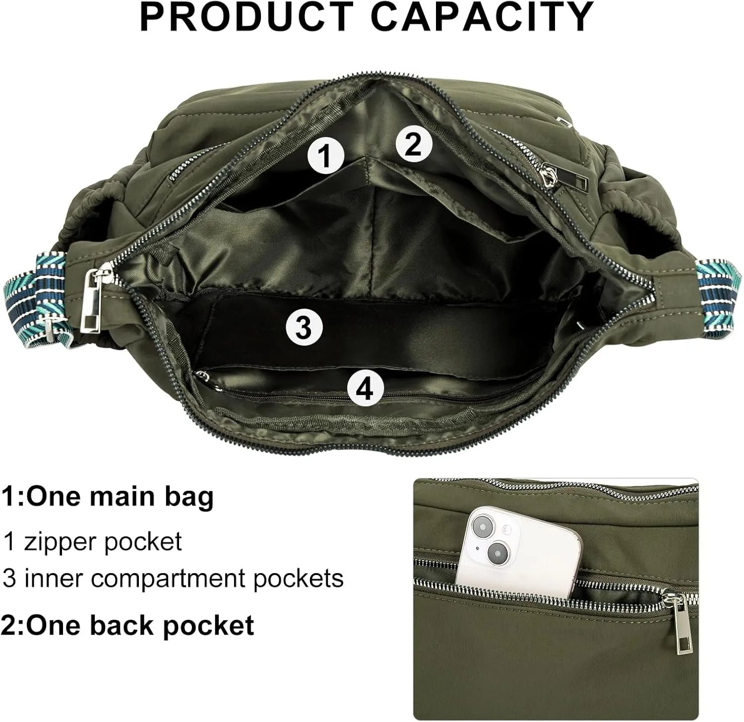 CLUCI Travel Purses for Women, Waterproof Nylon Crossbody Bags for Woman Trendy, Anti Theft Shoulder Bag for Ladies