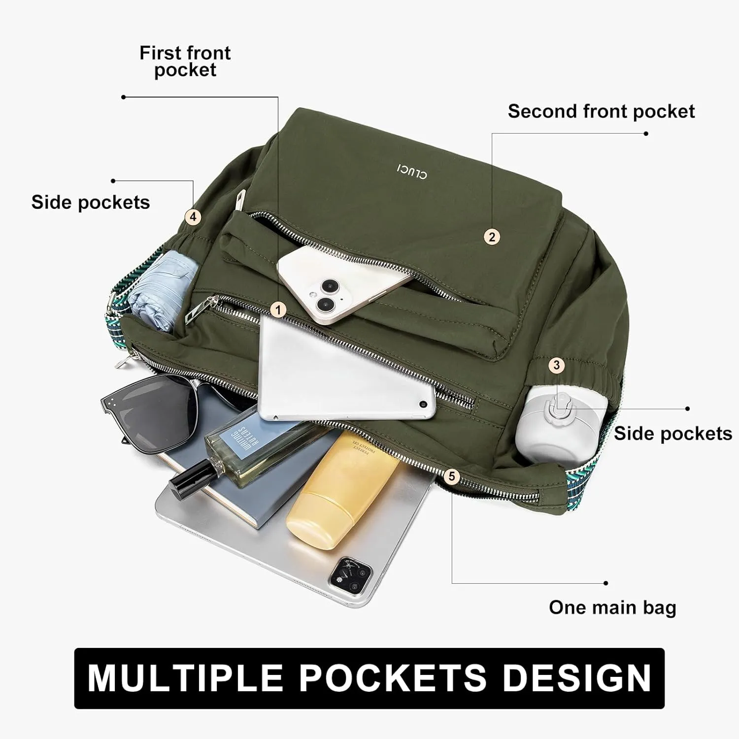 CLUCI Travel Purses for Women, Waterproof Nylon Crossbody Bags for Woman Trendy, Anti Theft Shoulder Bag for Ladies