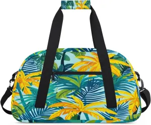 Coconut Tree Gym Duffel Bag for Men Women Palm Leaf Sports Tote Bag with Adjustable Shoulder Strap for Dance Gymnastics Traveling Outdoor Camping Overnight Stay