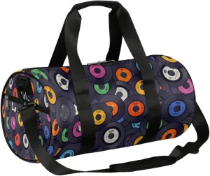 Color Disc Cd Sports Gym Bag Duffel Bags Workout Lightweight Shoulder Weekender Bag Travel Duffel Bag for Men Women(Music Theme)
