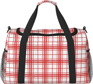Color Grid Thin Line Travel Duffel Bag Large Foldable Waterproof Overnight Bag For Beach Swim Bags Pool Sports Gym