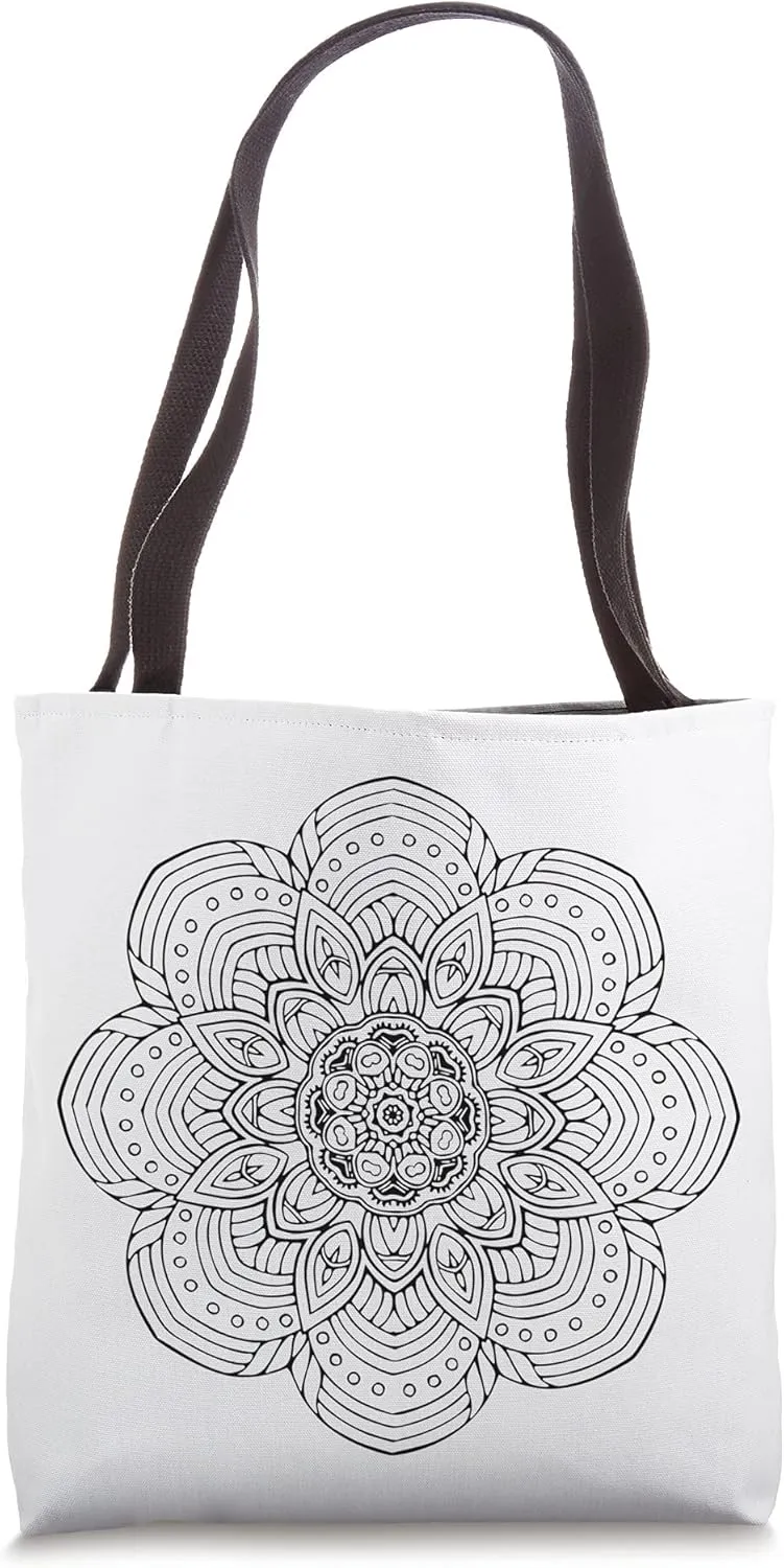 Color Your Own Tote Bag - Mandala Coloring Tote Bag