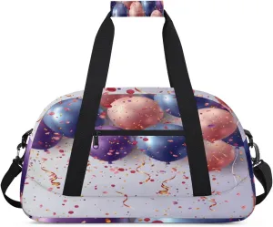 Colored Balloons Gym Duffel Bag for Men Women Polka Dots Sports Tote Bag with Adjustable Shoulder Strap for Dance Gymnastics Traveling Outdoor Camping Overnight Stay