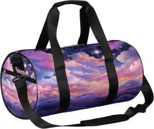 Colorful Clouds Pattern Sports Gym Bag for Men Women Lightweight Travel Duffle Bag with Shoulder Strap Waterproof Carry On Weekender Overnight Bag for Travel Sports Gym
