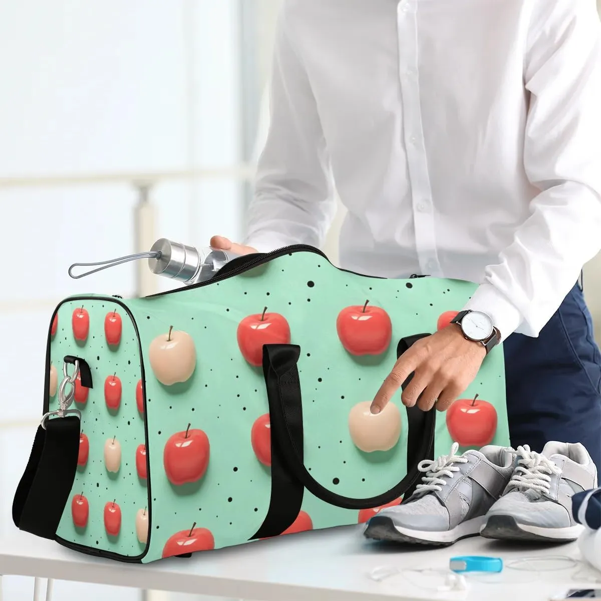 Colorful Fruit Apples Travel Duffel Bag for Women Men Waterproof Foldable Overnight Weekender Bag Large Capacity Sports Gym Bag
