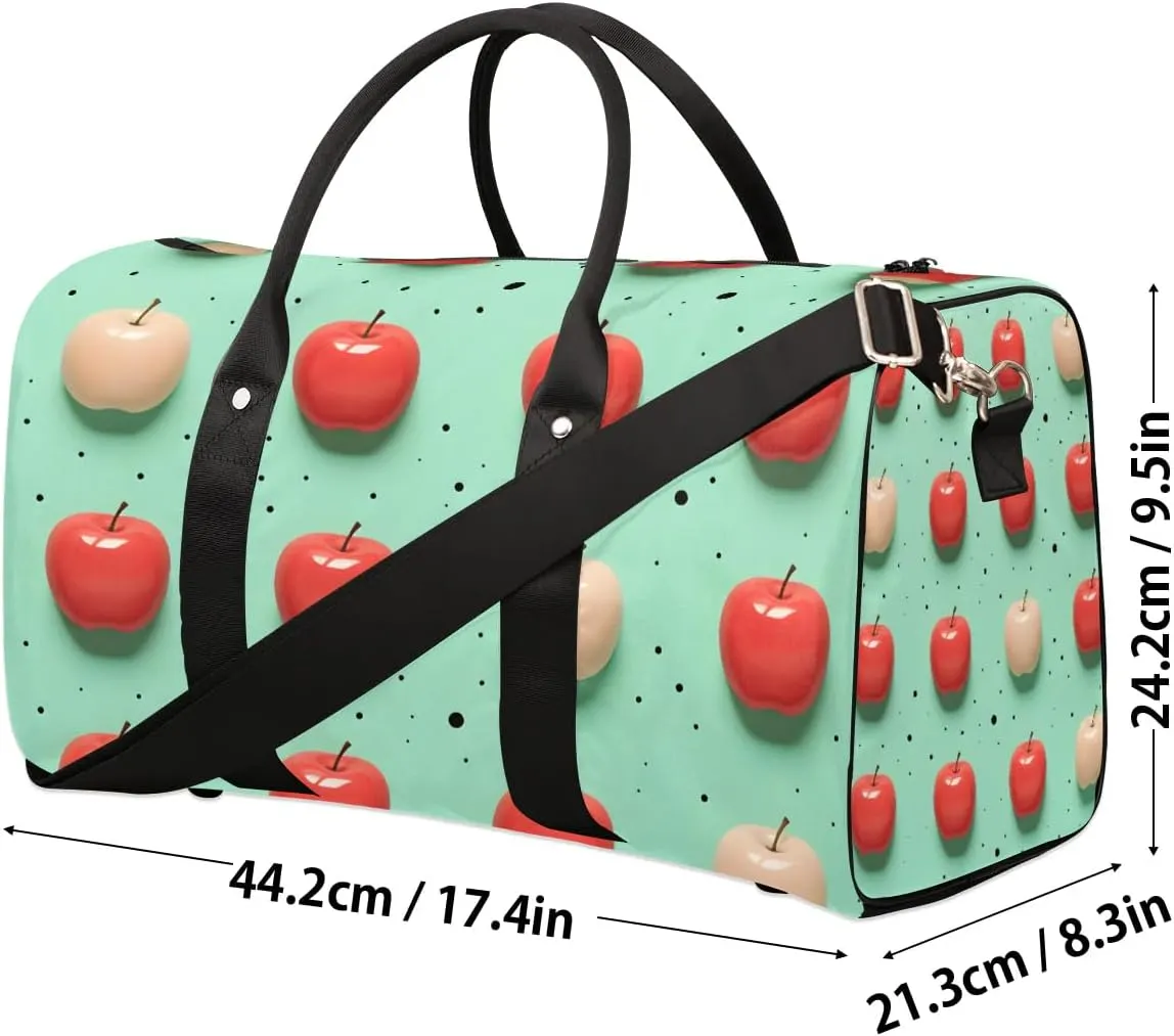 Colorful Fruit Apples Travel Duffel Bag for Women Men Waterproof Foldable Overnight Weekender Bag Large Capacity Sports Gym Bag