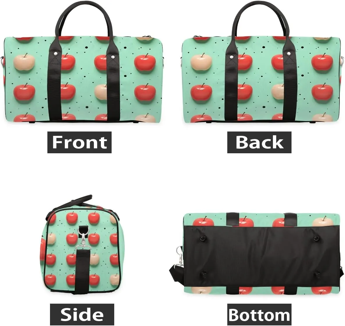 Colorful Fruit Apples Travel Duffel Bag for Women Men Waterproof Foldable Overnight Weekender Bag Large Capacity Sports Gym Bag
