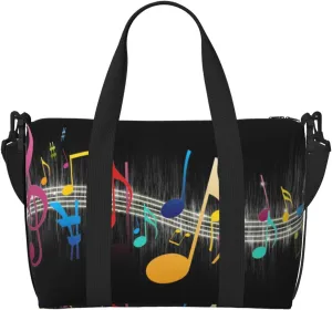 Colorful Musical Note Hand Travel Bag For Men Women,Stylish Handheld Crossbody Travel Bag For Business Leisure Trave