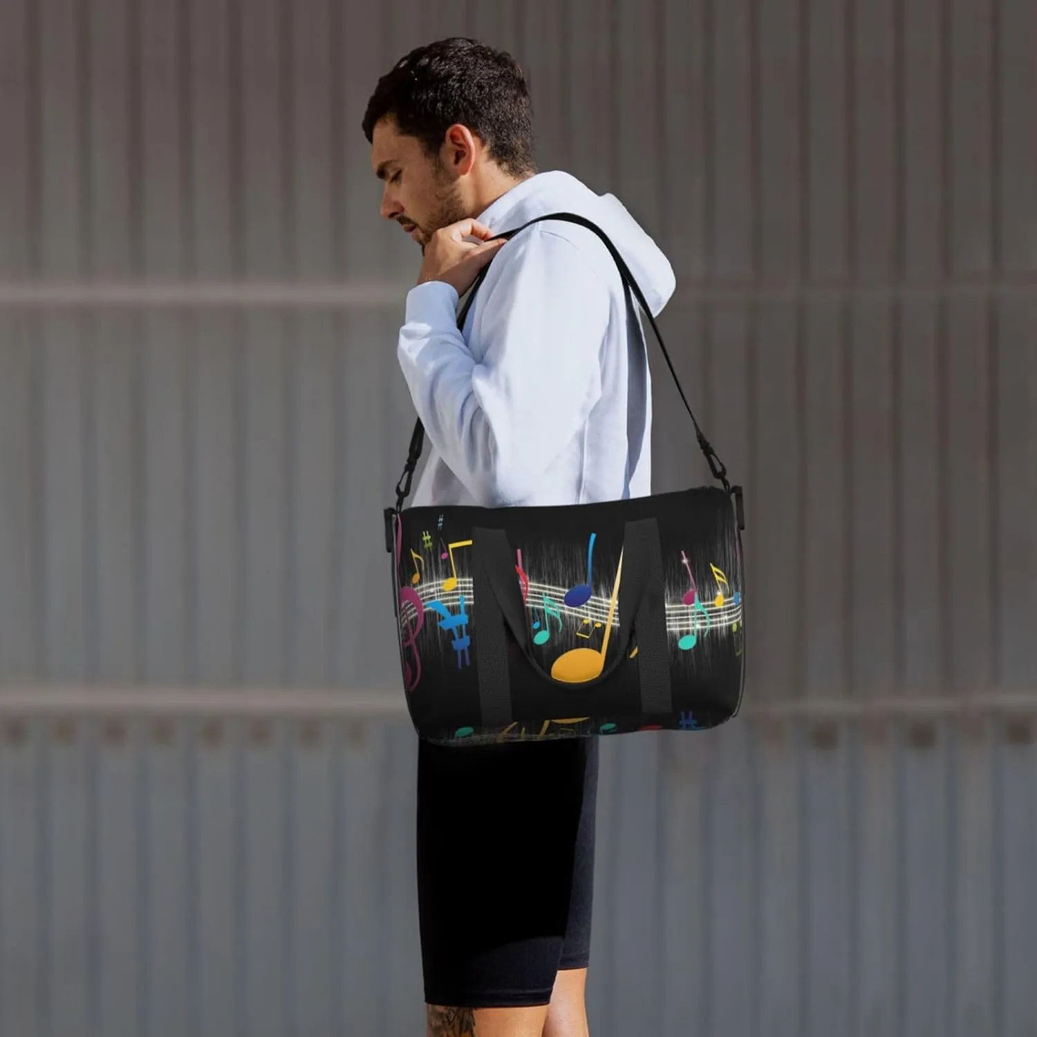 Colorful Musical Note Hand Travel Bag For Men Women,Stylish Handheld Crossbody Travel Bag For Business Leisure Trave