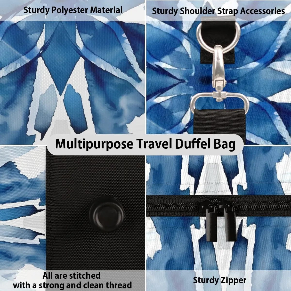 Colorful Tie Dye Travel Duffel Bag for Women Men Waterproof Foldable Overnight Weekender Bag Large Capacity Sports Gym Bag
