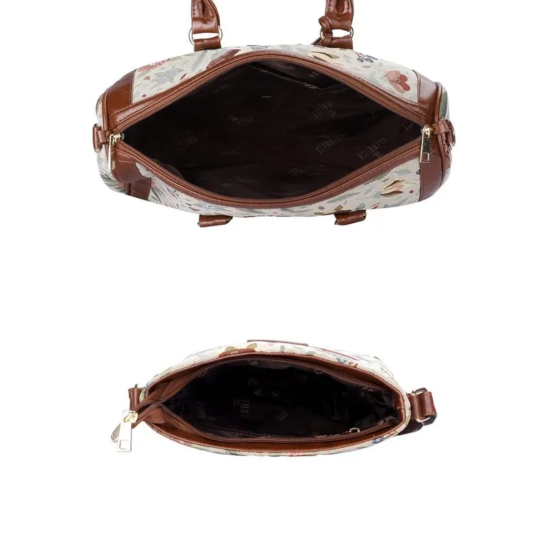 Combo: Linda Sling & Lorna Handbag - Durable Tapestry & Faux Leather | Adjustable Strap | Floral Design | Skyblue