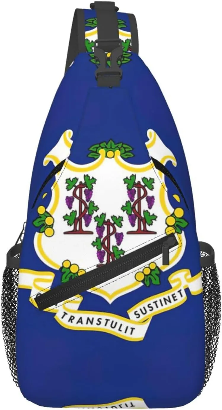 Connecticut State Flag Foldie Crossbody Bag - Durable Small Sling Bag and Anti Theft Crossbody Bags for Men and Women