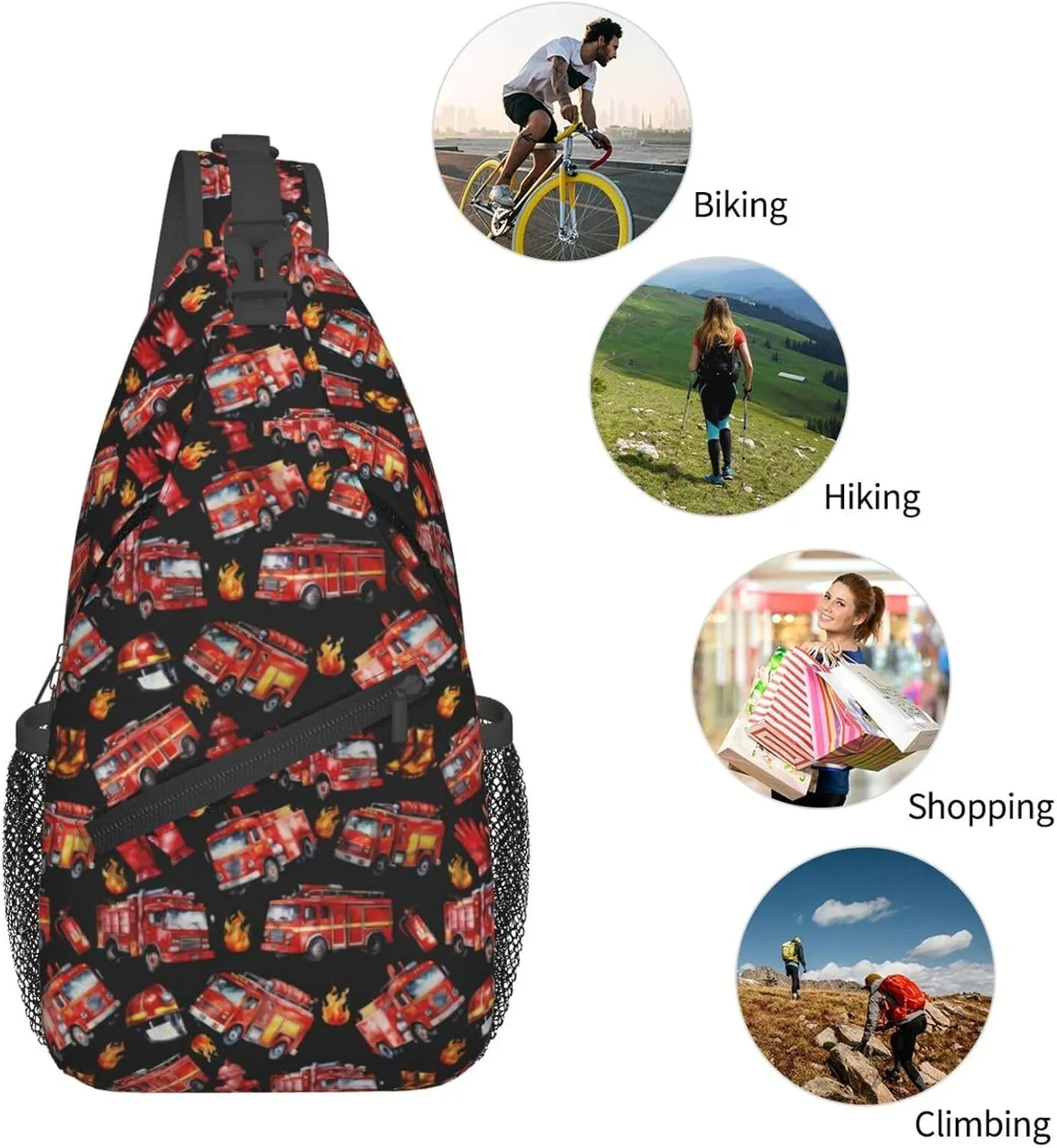 Construction Machinery Truck Crossbody Bag Adjustable Sling Bag Casual Chest Bags Travel Shoulder Backpack