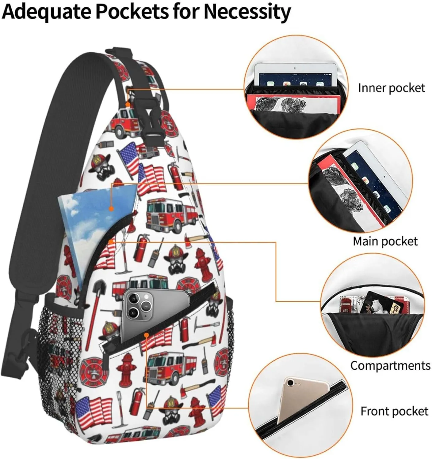 Construction Machinery Truck Crossbody Bag Adjustable Sling Bag Casual Chest Bags Travel Shoulder Backpack