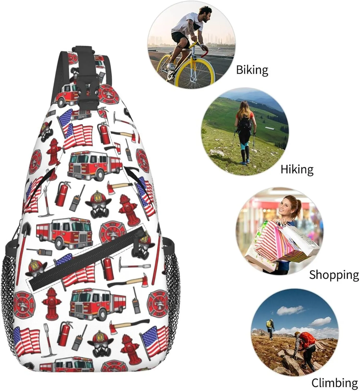 Construction Machinery Truck Crossbody Bag Adjustable Sling Bag Casual Chest Bags Travel Shoulder Backpack