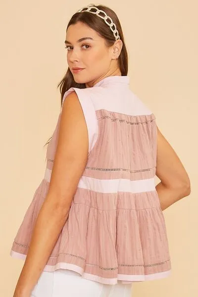 Contrast Trim Peplum Blouse