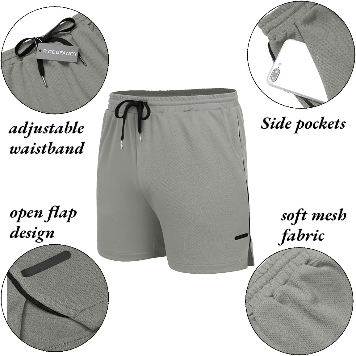 COOFANDY Men's 2 Pack Gym Workout Shorts Quick Dry Athletic Shorts 5 Inch Lightweight Sports Running Shorts with Pockets