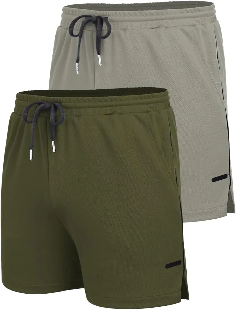 COOFANDY Men's 2 Pack Gym Workout Shorts Quick Dry Athletic Shorts 5 Inch Lightweight Sports Running Shorts with Pockets