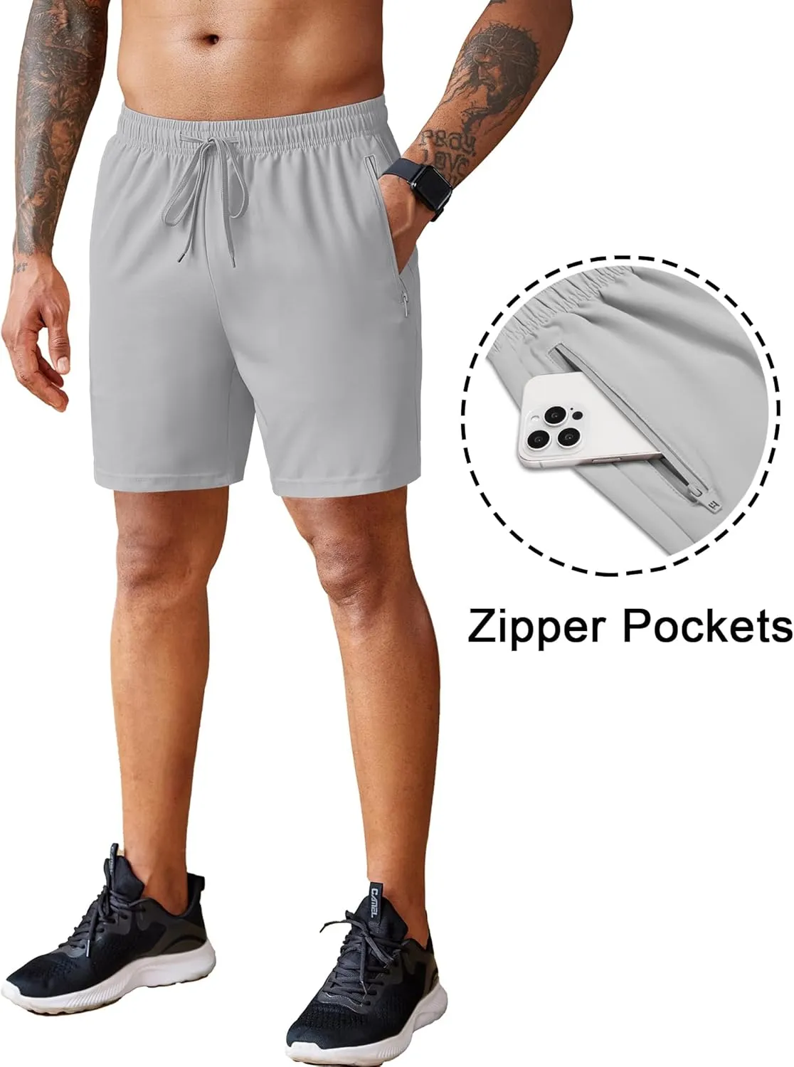 COOFANDY Men's 2 Pack Workout Gym Shorts 7 Inch / 5 Inch Athletic Shorts Lightweight Casual Jogger Short with Zipper Pockets