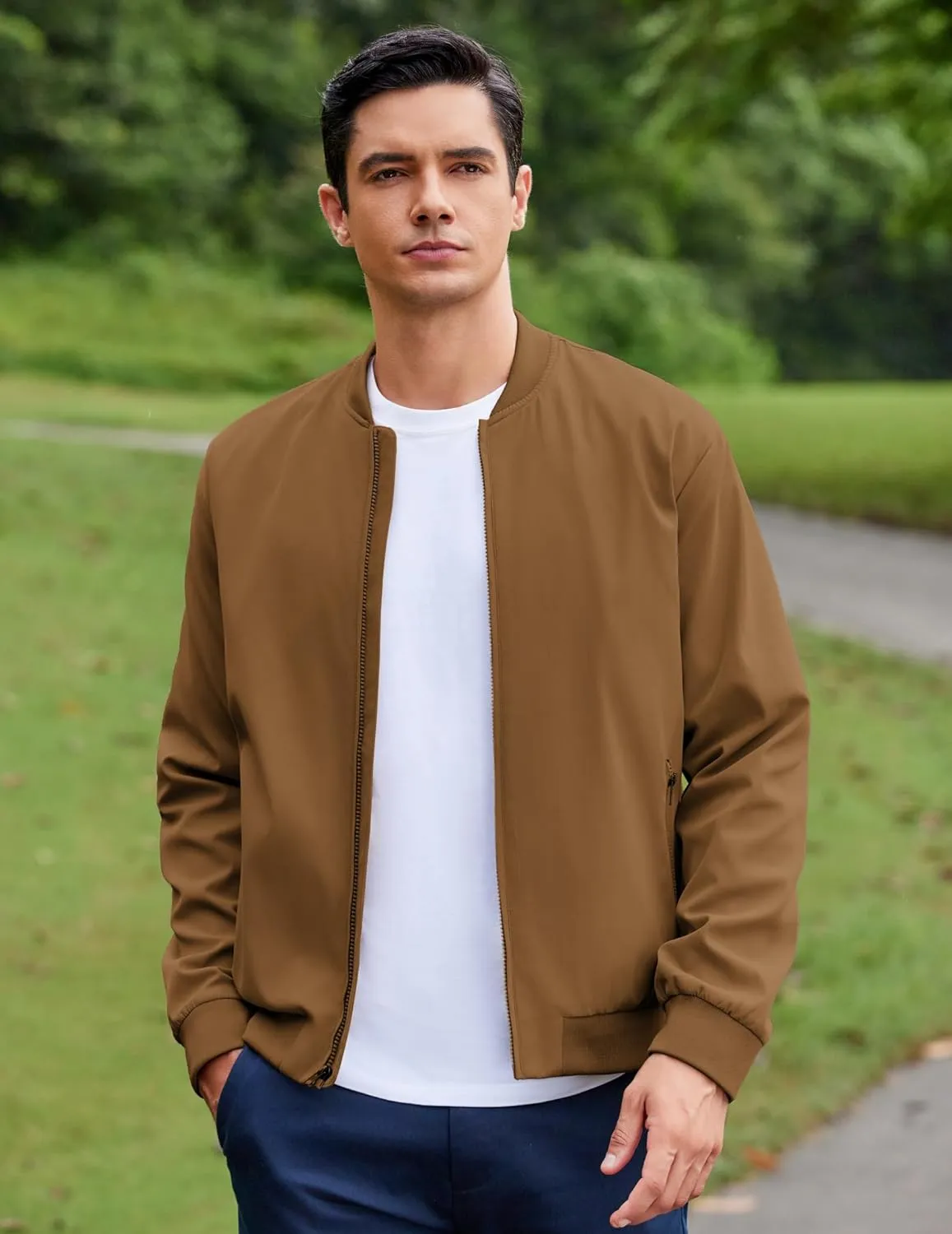 COOFANDY Men's Bomber Jacket Lightweight Casual Stylish Light Flight Jacket Windbreaker Varsity Jackets