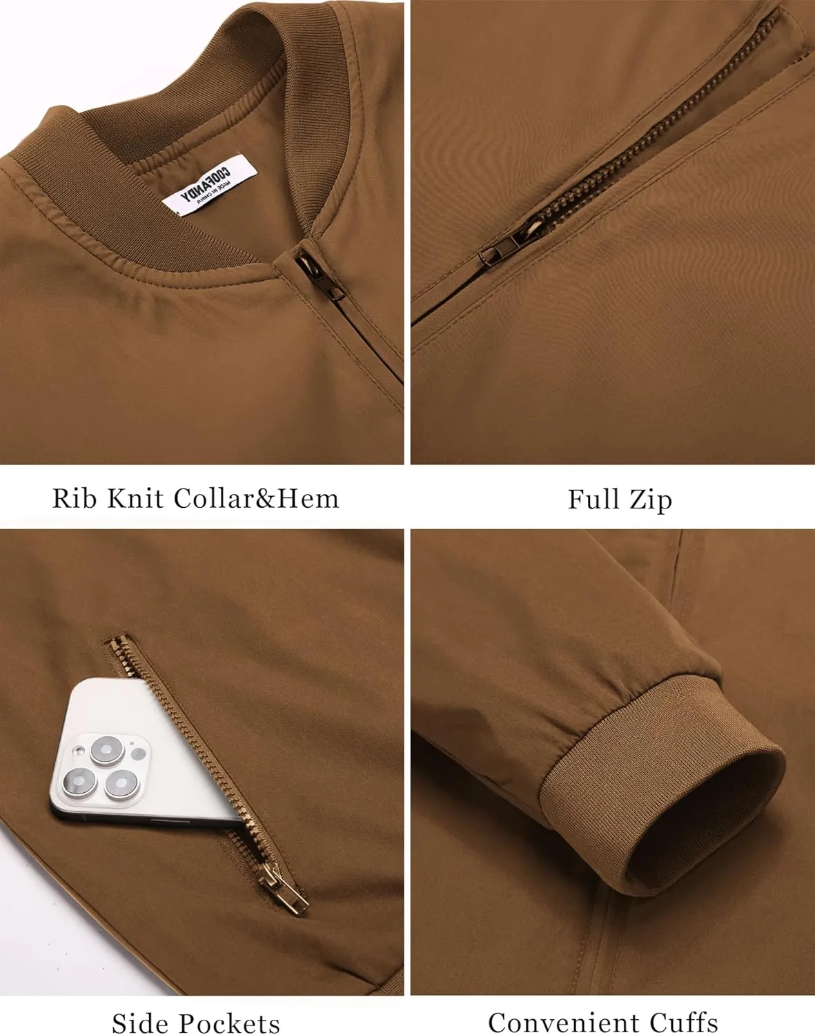 COOFANDY Men's Bomber Jacket Lightweight Casual Stylish Light Flight Jacket Windbreaker Varsity Jackets
