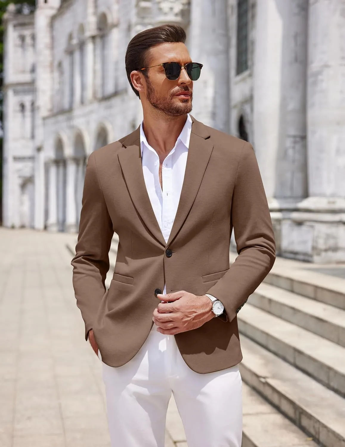 COOFANDY Men's Casual Knit Blazer Two Button Lightweight Sport Coats Suit Jacket