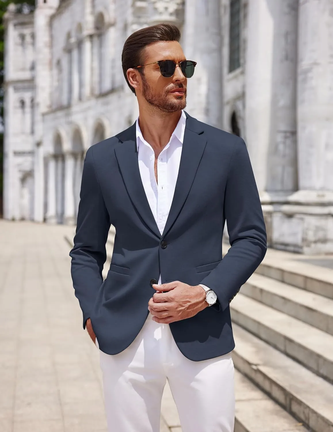 COOFANDY Men's Casual Knit Blazer Two Button Lightweight Sport Coats Suit Jacket